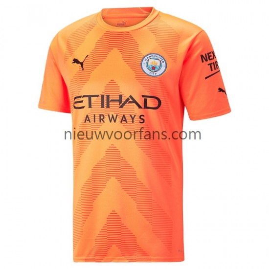 Manchester City Heren Shirt met Bedrukking Doelman Derde 2022-2023 Korte Mouw