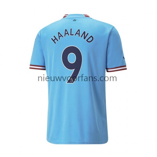 Manchester City Heren Shirt met Bedrukking Haaland 9 Thuis 2022-2023 Korte Mouw