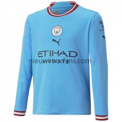 Manchester City Heren Shirt met Bedrukking Thuis 2022-2023 Lange Mouw
