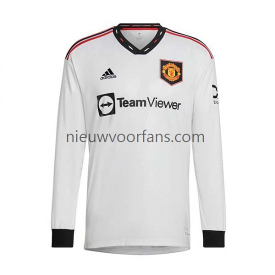 Manchester United Heren Shirt met Bedrukking Uit 2022-2023 Lange Mouw