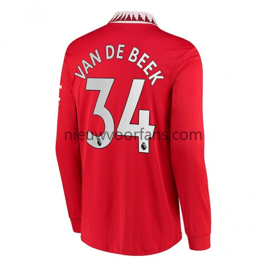 Manchester United Heren Shirt met Bedrukking Donny van de Beek 34 Thuis 2022-2023 Lange Mouw