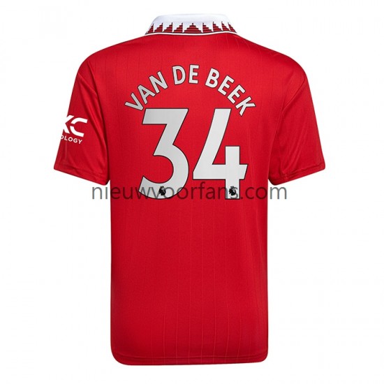 Manchester United Heren Shirt met Bedrukking Donny van de Beek 34 Thuis 2022-2023 Korte Mouw