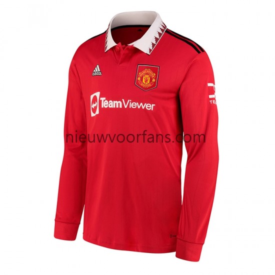 Manchester United Heren Shirt met Bedrukking Thuis 2022-2023 Lange Mouw