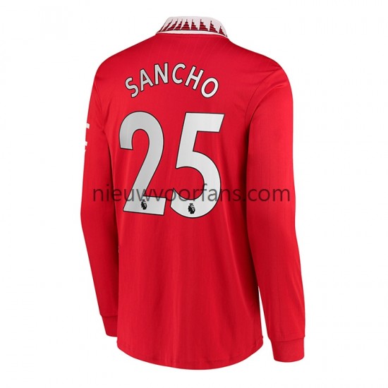 Manchester United Heren Shirt met Bedrukking Jadon Sancho 25 Thuis 2022-2023 Lange Mouw