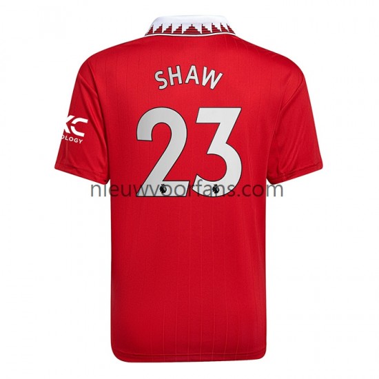 Manchester United Heren Shirt met Bedrukking Luke Shaw 23 Thuis 2022-2023 Korte Mouw