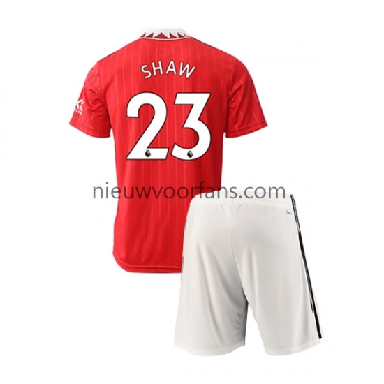 Manchester United Kind Shirt met Bedrukking Luke Shaw 23 Thuis 2022-2023 Korte Mouw