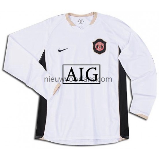 Manchester United Heren Shirt met Bedrukking 2006-2007 Retro Uit Lange Mouw