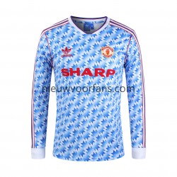 Manchester United Heren Shirt met Bedrukking 1992 Retro Thuis Lange Mouw