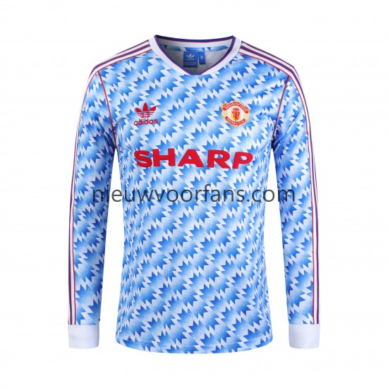 Manchester United Heren Shirt met Bedrukking 1992 Retro Thuis Lange Mouw