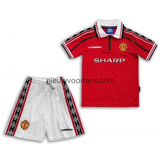 Manchester United Kind Shirt met Bedrukking Retro Thuis 1998-1999 Korte Mouw