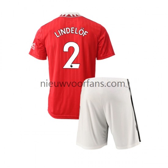 Manchester United Kind Shirt met Bedrukking Victor Lindelof 2 Thuis 2022-2023 Korte Mouw