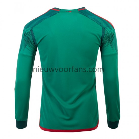 Mexico Heren Shirt met Bedrukking Thuis WK 2022 Lange Mouw