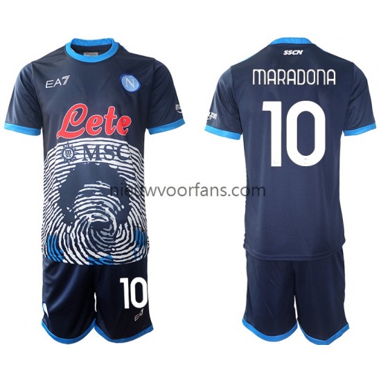 Napoli Kind Shirt met Bedrukking Diego Maradona 10 Special 2 Thuis 2021-2022 Korte Mouw