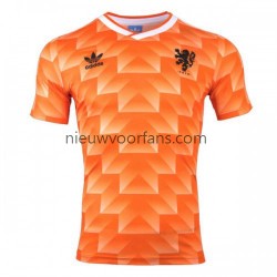Nederland Heren Shirt met Bedrukking 1988 Retro Thuis Korte Mouw