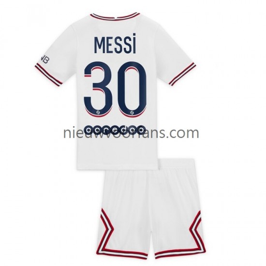 Paris Saint-Germain Kind Shirt met Bedrukking Lionel Messi 30 Vierde 2021-2022 Korte Mouw