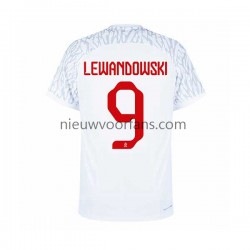 Polen Heren Shirt met Bedrukking Lewandowski 9 Thuis WK 2022 Korte Mouw