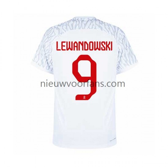 Polen Heren Shirt met Bedrukking Lewandowski 9 Thuis WK 2022 Korte Mouw