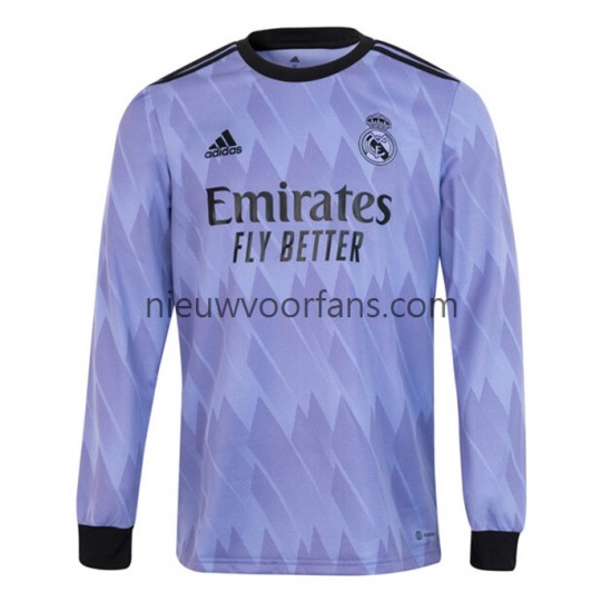 Real Madrid Heren Shirt met Bedrukking Uit 2022-2023 Lange Mouw