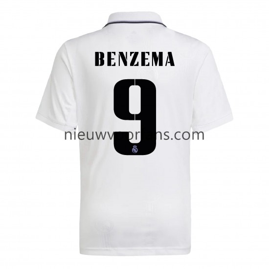 Real Madrid Heren Shirt met Bedrukking Benzema 9 Thuis 2022-2023 Korte Mouw