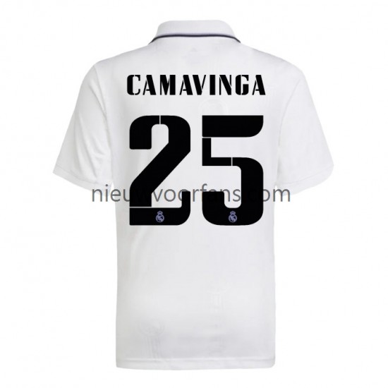 Real Madrid Heren Shirt met Bedrukking Camavinga 25 Thuis 2022-2023 Korte Mouw