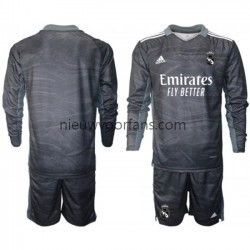 Real Madrid Kind Shirt met Bedrukking Doelman Thuis 2021-2022 Lange Mouw