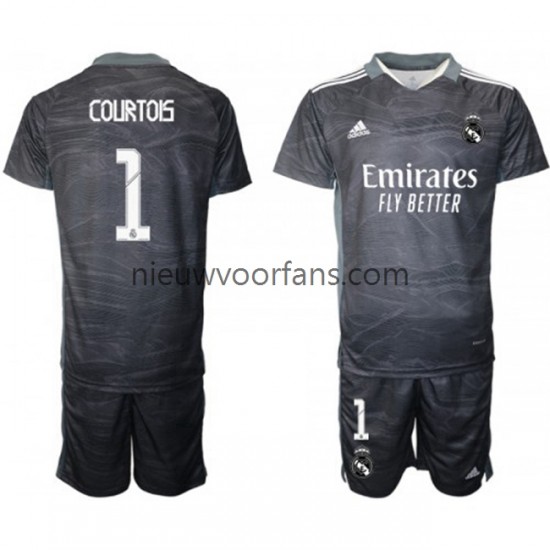 Real Madrid Kind Shirt met Bedrukking Doelman Thibaut Courtois 1 Thuis 2021-2022 Korte Mouw