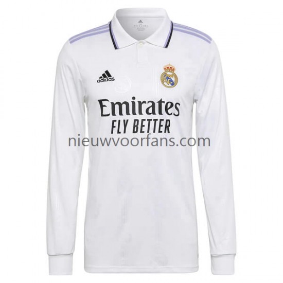 Real Madrid Heren Shirt met Bedrukking Thuis 2022-2023 Lange Mouw