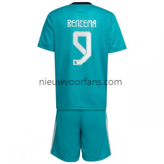 Real Madrid Kind Shirt met Bedrukking Karim Benzema 9 Derde 2021-2022 Korte Mouw