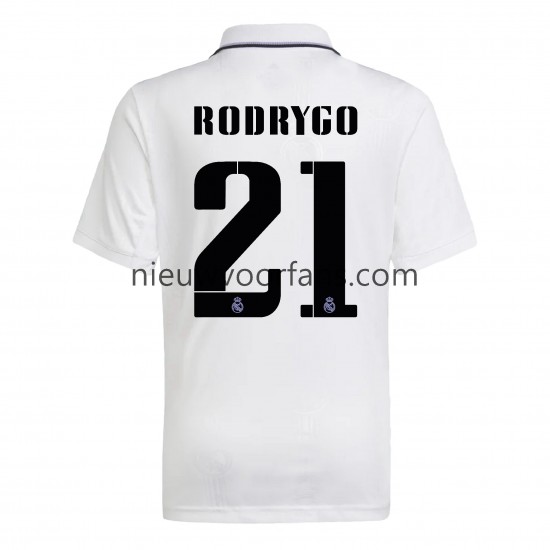 Real Madrid Heren Shirt met Bedrukking Rodrygo 21 Thuis 2022-2023 Korte Mouw