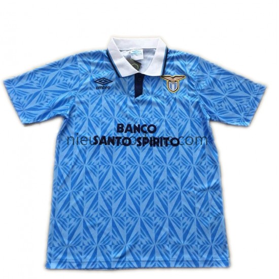 SS Lazio Heren Shirt met Bedrukking 1991 Retro Thuis Korte Mouw