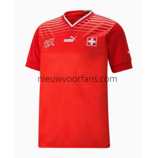 Zwitserland Heren Shirt met Bedrukking Thuis WK 2022 Korte Mouw