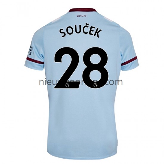 Heren Shirt met Bedrukking West Ham United Tomas Soucek 28 Uit 2021-2022 Korte Mouw
