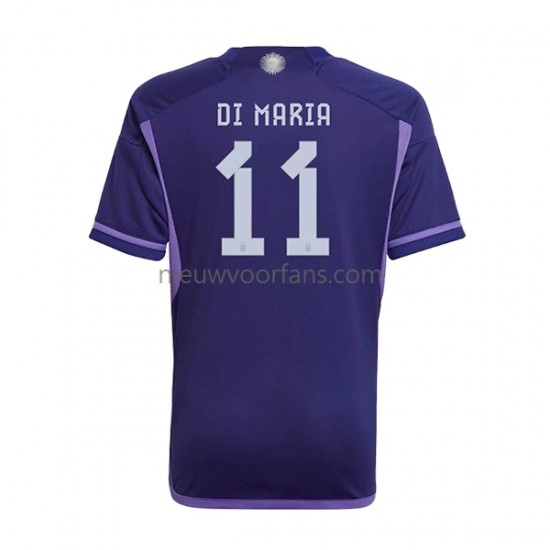Argentinië Heren Shirt met Bedrukking Di Maria 11 Uit WK 2022 Korte Mouw