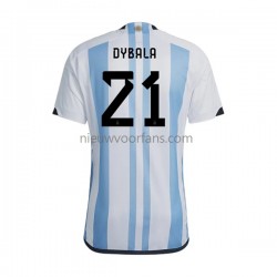 Argentinië Heren Shirt met Bedrukking Dybala 21 Thuis WK 2022 Korte Mouw