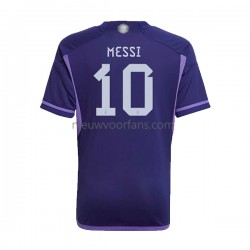 Argentinië Heren Shirt met Bedrukking Lionel Messi 10 Uit WK 2022 Korte Mouw