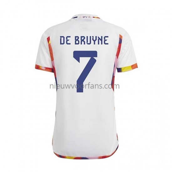 België Heren Shirt met Bedrukking De Bruyne 7 Uit WK 2022 Korte Mouw