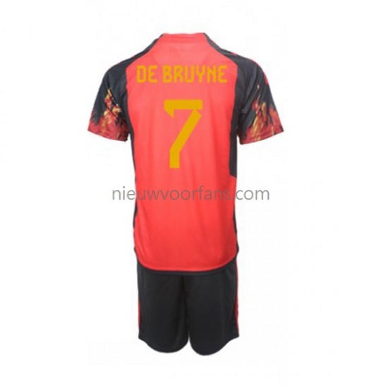 België Kind Shirt met Bedrukking De Bruyne 7 Thuis WK 2022 Korte Mouw