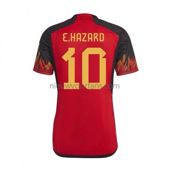 België Heren Shirt met Bedrukking Hazard 10 Thuis WK 2022 Korte Mouw