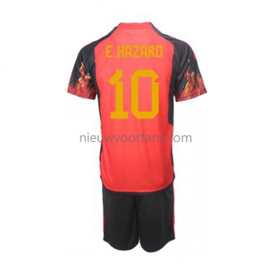 België Kind Shirt met Bedrukking Hazard 10 Thuis WK 2022 Korte Mouw