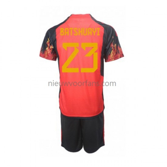 België Kind Shirt met Bedrukking Michy Batshuayi 23 Thuis WK 2022 Korte Mouw