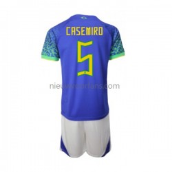 Brazilië Kind Shirt met Bedrukking Casemiro 5 Uit WK 2022 Korte Mouw