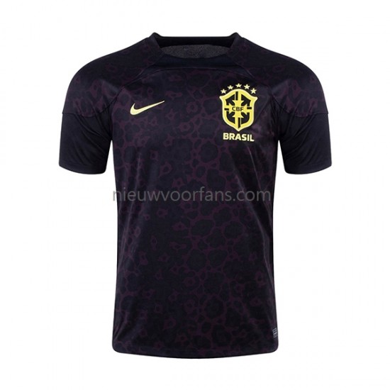 Brazilië Heren Shirt met Bedrukking Doelman Thuis WK 2022 Korte Mouw