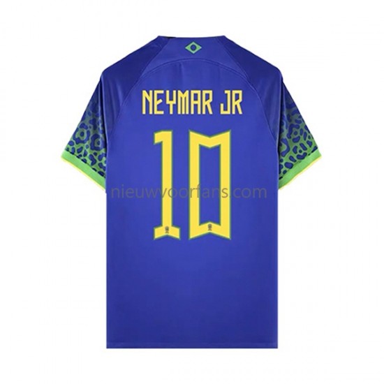 Brazilië Heren Shirt met Bedrukking Neymar JR 10 Uit WK 2022 Korte Mouw