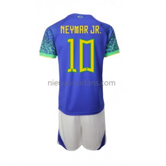 Brazilië Kind Shirt met Bedrukking Neymar JR 10 Uit WK 2022 Korte Mouw