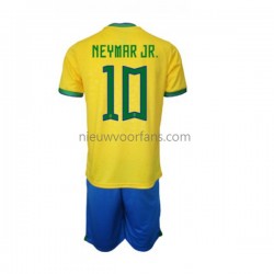 Brazilië Kind Shirt met Bedrukking Neymar JR 10 Thuis WK 2022 Korte Mouw