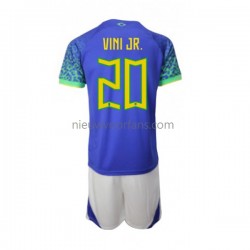Brazilië Kind Shirt met Bedrukking Vinicius Junior 20 Uit WK 2022 Korte Mouw