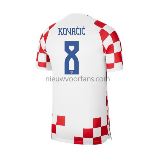 Kroatië Heren Shirt met Bedrukking Kovacic 8 Thuis WK 2022 Korte Mouw