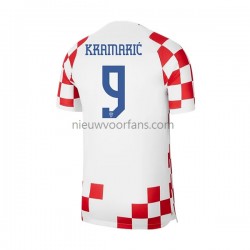 Kroatië Heren Shirt met Bedrukking Kramaric 9 Thuis WK 2022 Korte Mouw