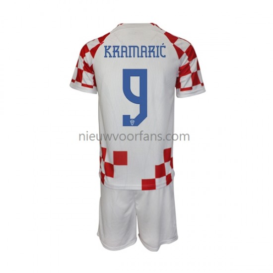 Kroatië Kind Shirt met Bedrukking Kramaric 9 Thuis WK 2022 Korte Mouw