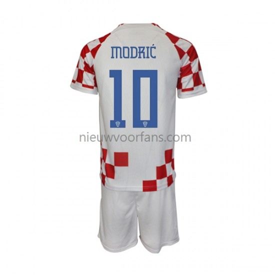 Kroatië Kind Shirt met Bedrukking Modrić 10 Thuis WK 2022 Korte Mouw